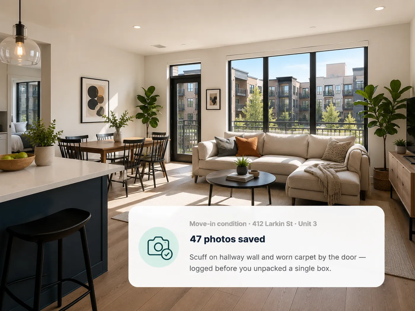Move-in condition documented — 47 photos saved at 412 Larkin St, Unit 3